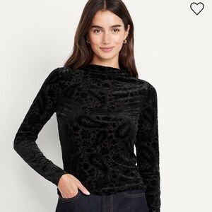 Old Navy Black Velvet Long Sleeve Top